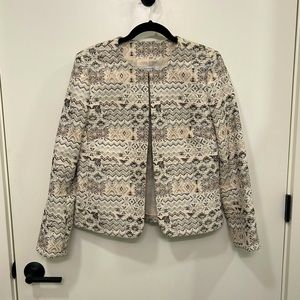 Tahari woven print jacket with metallic detail, size 8.